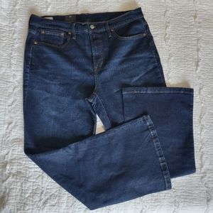 GAP Flare High Rise Petite Denim Jeans 34/18 NWT Dark Blue Stretch